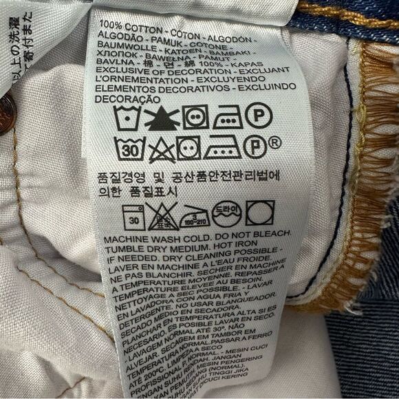 LEVI’S 501 Women’s Rose Flower Embroidered Blue Distressed Denim Jeans Sz 25 - Picture 9 of 10